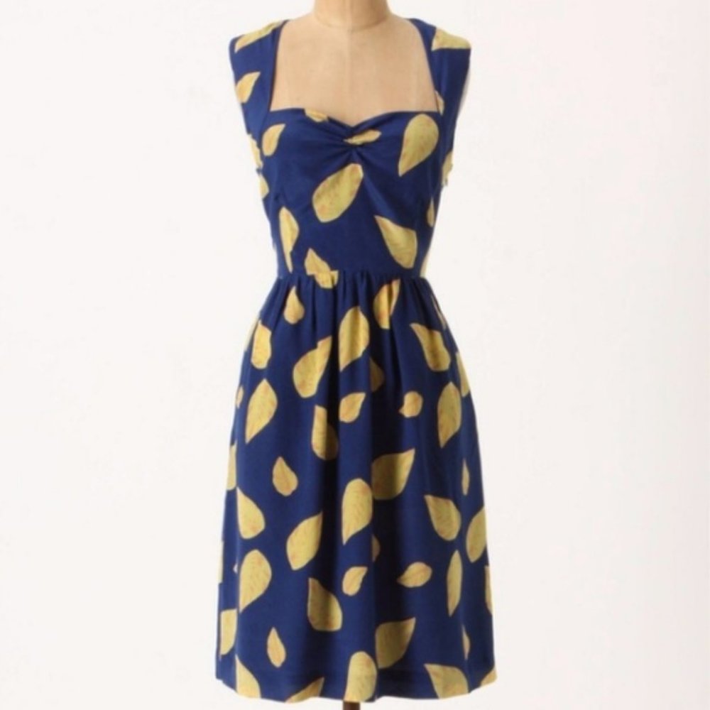 Anthropologie Maple "Tupelo Leaf" Print Silk Dress Sz 6